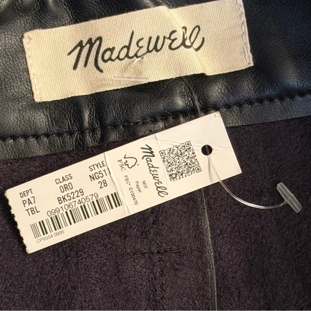 nwt Madewell The Perfect Vintage Straight leg Faux Leather Pants size 28 Black - Picture 2 of 12